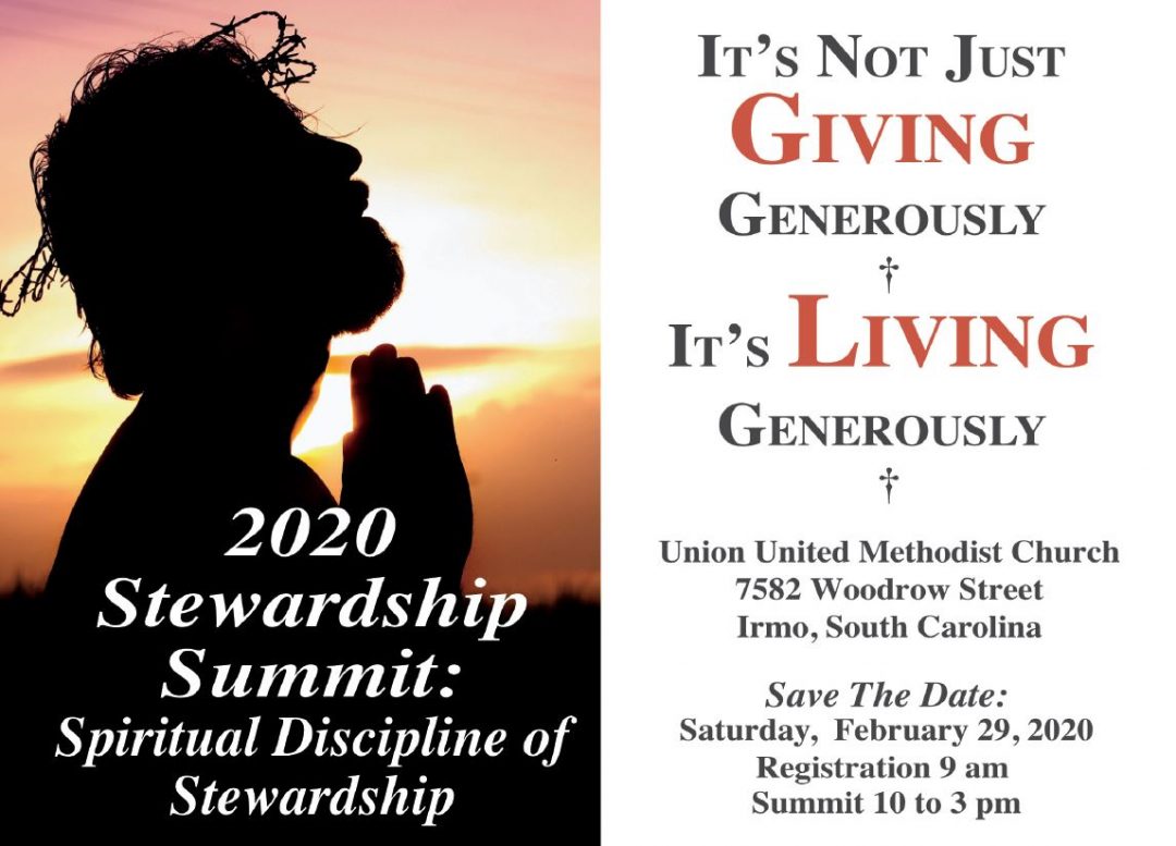 Save the date: 2020 UMCSC Stewardship Summit - South Carolina UMC